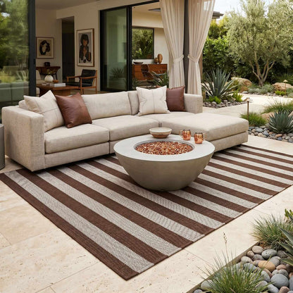 Carpeneto Brown Striped Outdoor Area Rug